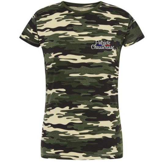 T-shirt femme camo -PATRIOTE CHASSERESSE- La camo