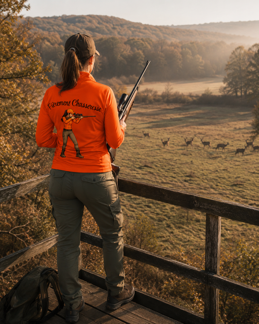 Polo femme -PATRIOTE CHASSERESSE- Fièrement Chasseresse