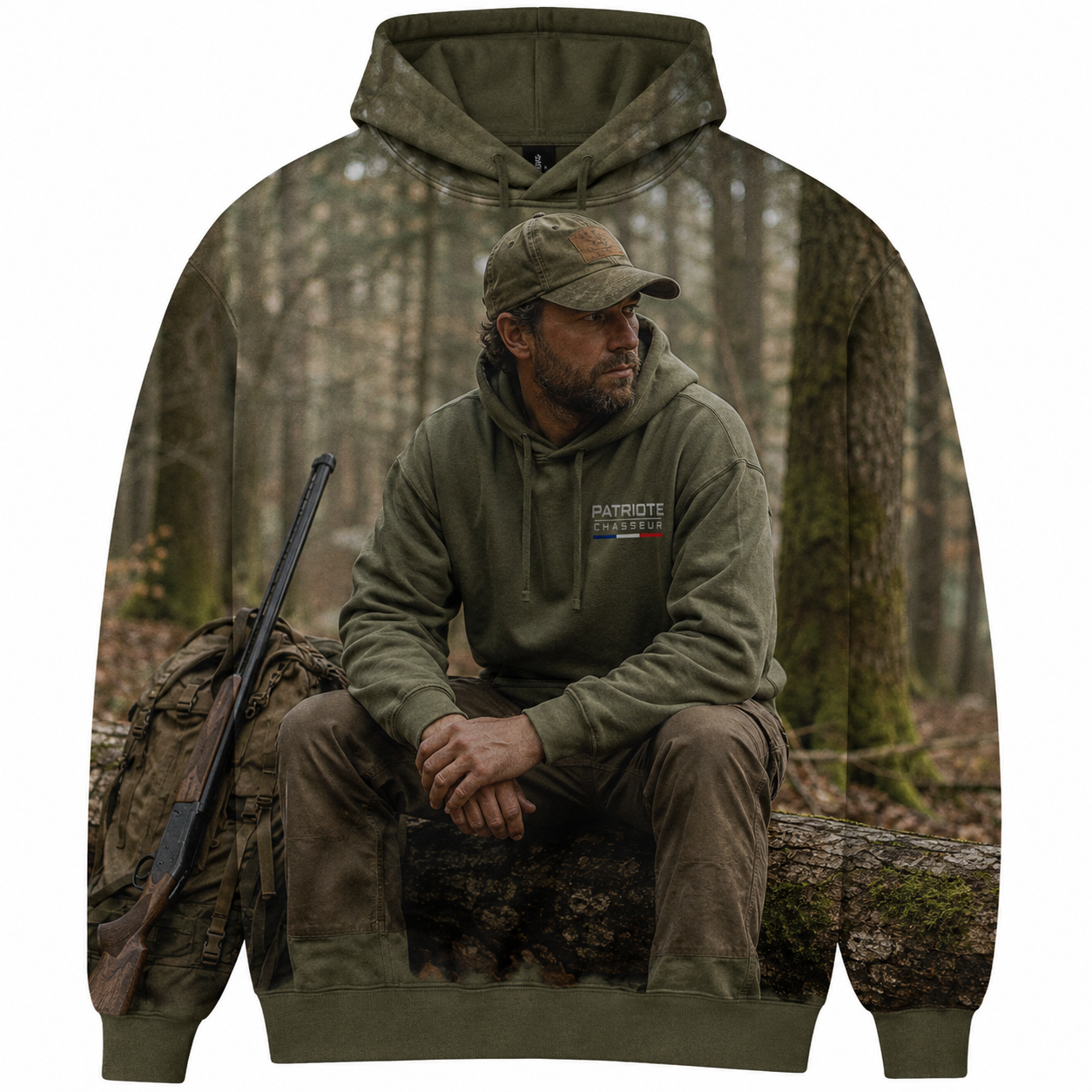 Sweat à capuche PATRIOTE CHASSEUR – Collection Bois Profond