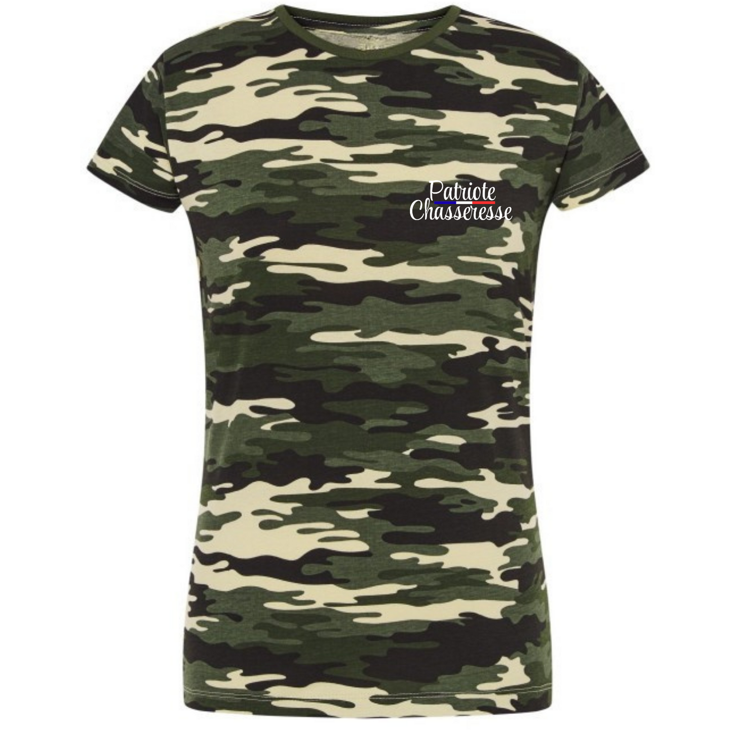 T-shirt femme camo -PATRIOTE CHASSERESSE- La camo
