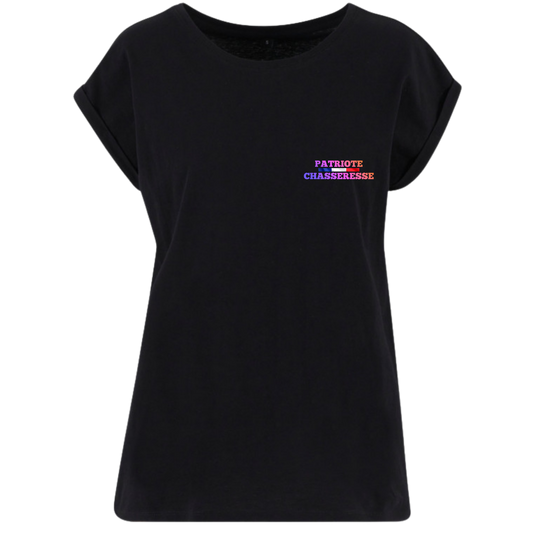 T-shirt -PATRIOTE CHASSERESSE-La chasse en noir et rose